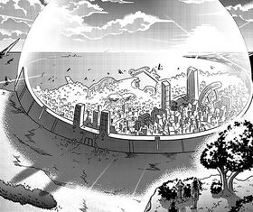 Voltefer dans Horizon Reborn, son bouclier technologique activé