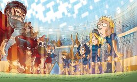 L'équipe des Cariboule face à l'équipe de la guilde Noob